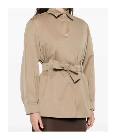Max Mara Belted Fitted Jacket In Brown