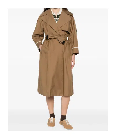 Max Mara Notched-lapel Belted Coat In Brown