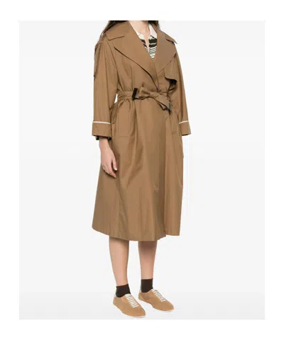 Max Mara Notched-lapel Belted Coat In Brown