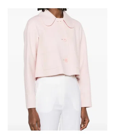 Max Mara Collared Patch-pocket Jacket In Pink