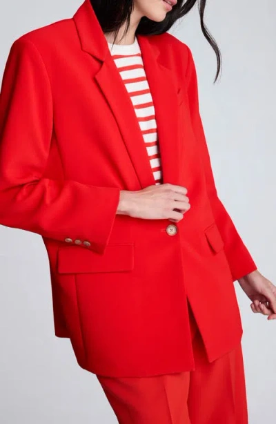 Kenneth Cole Oversize Luxe Twill Blazer In Red