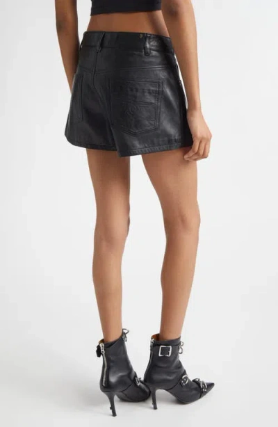 R13 Front Zip Leather Skort In Black