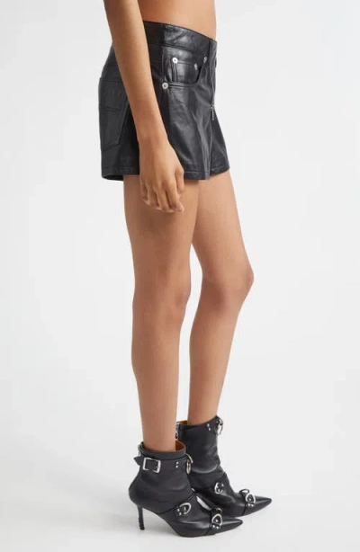 R13 Front Zip Leather Skort In Black