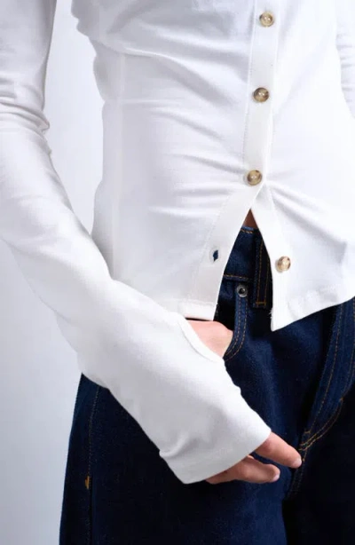 Topshop Asymmetric Button Front Top In White