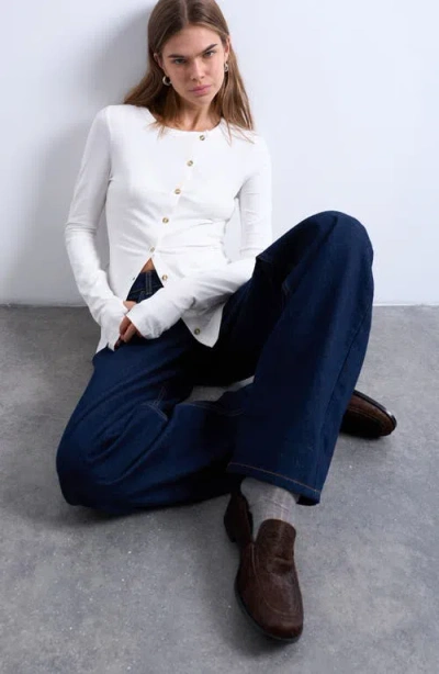 Topshop Asymmetric Button Front Top In White