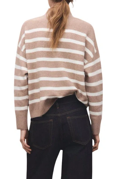 Mango Oversize Stripe Mock Neck Sweater In Pink