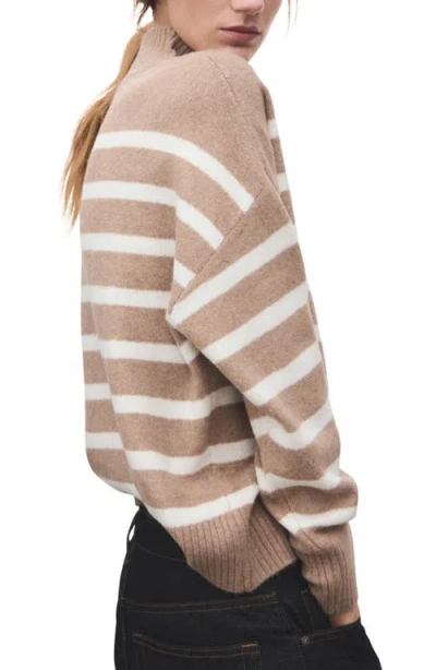 Mango Oversize Stripe Mock Neck Sweater In Pink