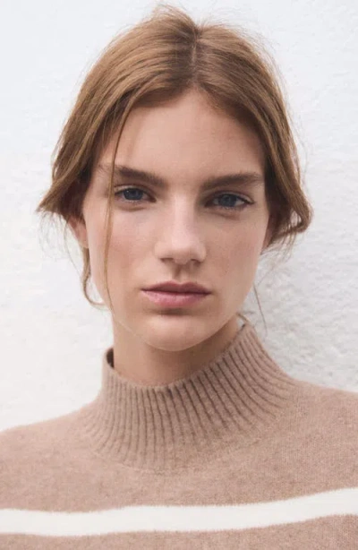 Mango Oversize Stripe Mock Neck Sweater In Pink
