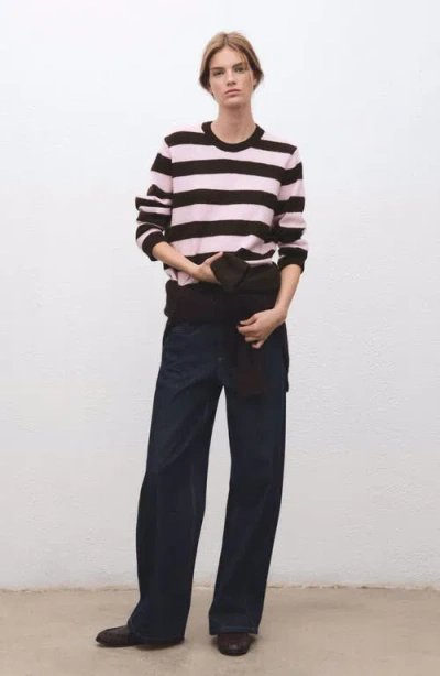 Mango Stripe Crewneck Sweater In Multi