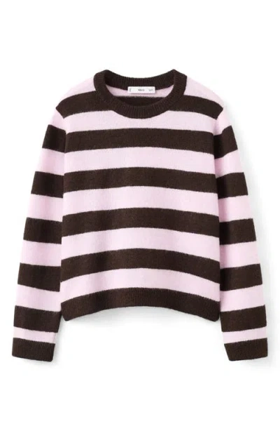 Mango Stripe Crewneck Sweater In Multi