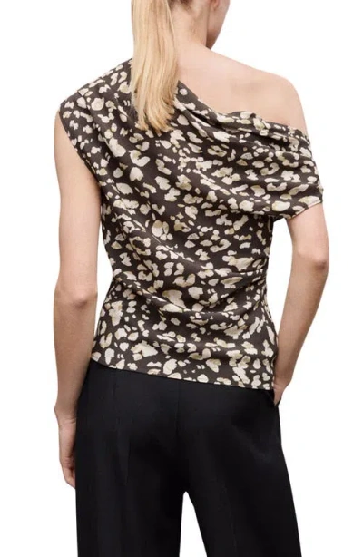 Mango Animal Print Draped Top In Multi