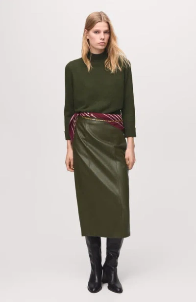 Mango Perkins-neck Sweater With Button In Green