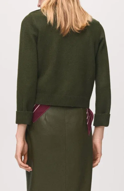 Mango Perkins-neck Sweater With Button In Green