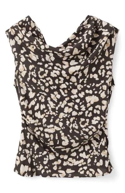 Mango Animal Print Draped Top In Multi