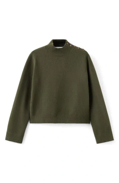 Mango Perkins-neck Sweater With Button In Green