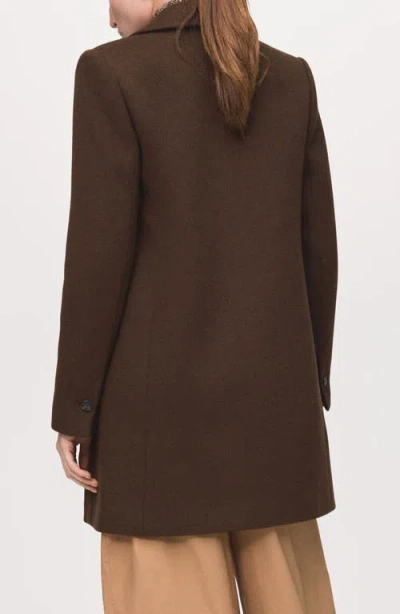 Mango Double Breasted Coat In Brown