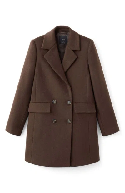Mango Double Breasted Coat In Brown