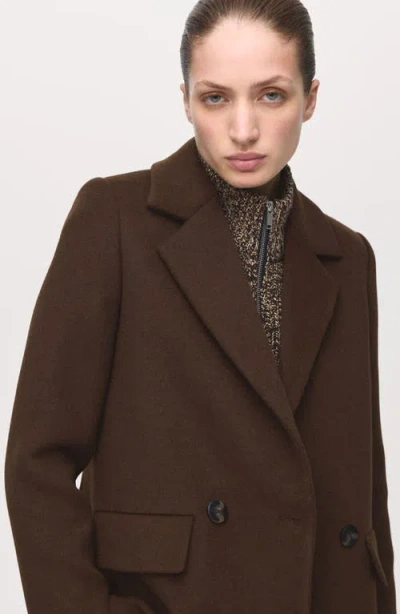 Mango Double Breasted Coat In Brown