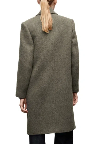 Mango Double Breasted Wool Blend Coat In Green