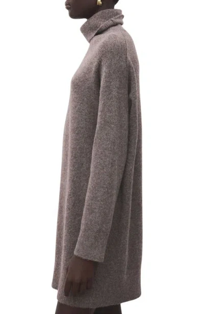 Mango Turtleneck Long Sleeve Dress In Neutral