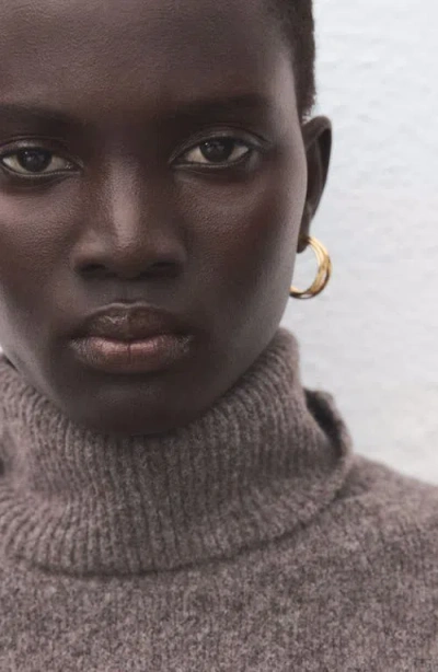 Mango Turtleneck Long Sleeve Dress In Neutral