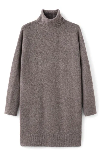 Mango Turtleneck Long Sleeve Dress In Neutral