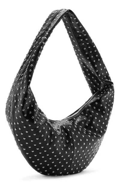 Mango Oval Studded Shoulder Bag In Black