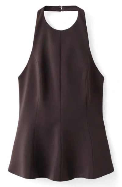 Mango Peplum Halter Top In Brown