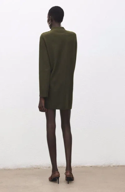 Mango Button Detail Long Sleeve Sweater Dress In Green