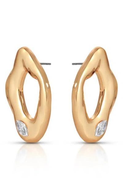 Ettika Melting Metal Crystal Stud Earrings In Gold