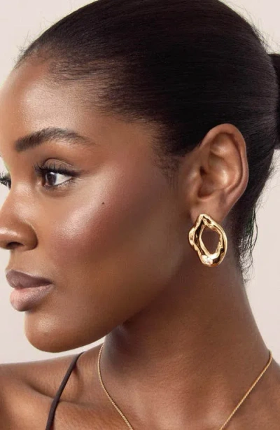 Ettika Melting Metal Crystal Stud Earrings In Gold