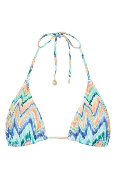 Milly Tropical Chevron Stripe Triangle Bikini Top In Multi