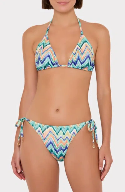 Milly Tropical Chevron Stripe Triangle Bikini Top In Multi