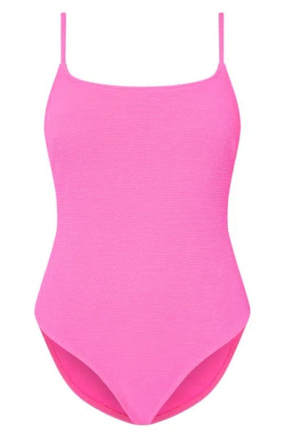 Milly Grace Solid Textured One-piece Swimsuit In Pink