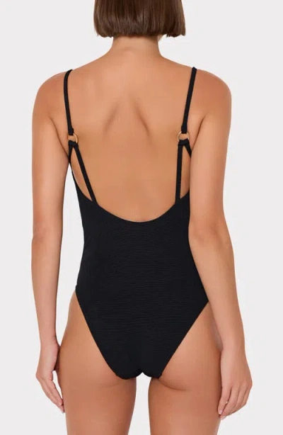 Milly Grace Solid Textured One-piece Swimsuit In Black