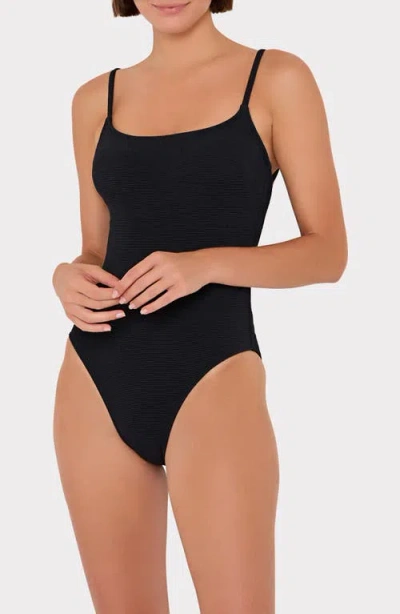 Milly Grace Solid Textured One-piece Swimsuit In Black
