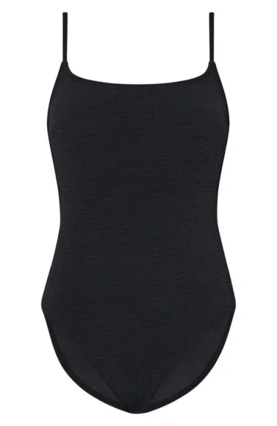 Milly Grace Solid Textured One-piece Swimsuit In Black