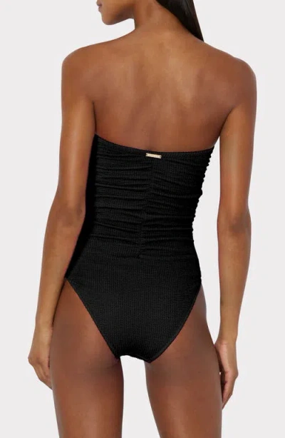 Milly Textured Ruched One-piece Swimsuit In Black