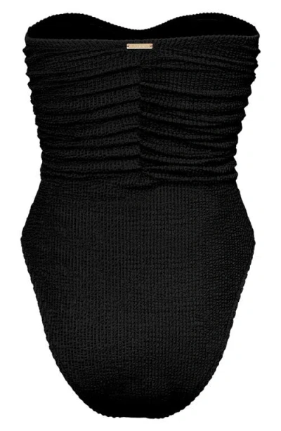 Milly Textured Ruched One-piece Swimsuit In Black