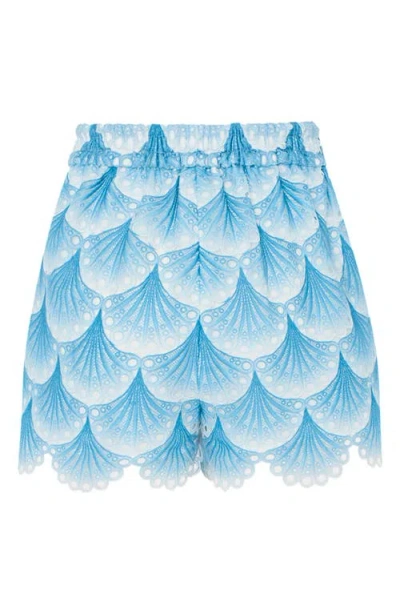 Milly Bubble Wave Lace Shorts In Blue