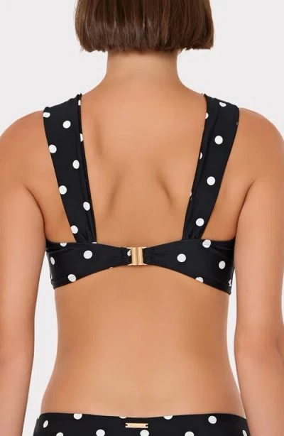 Milly Olivia Polka Dot Twist Front Bikini Top In Black