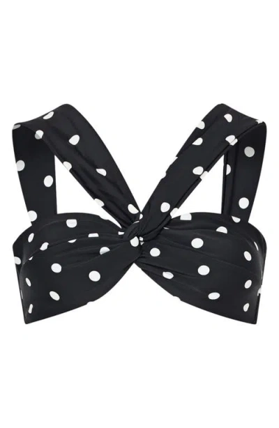 Milly Olivia Polka Dot Twist Front Bikini Top In Black