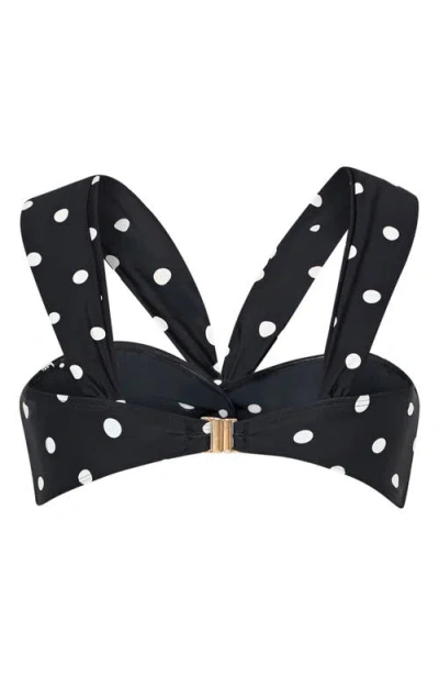 Milly Olivia Polka Dot Twist Front Bikini Top In Black