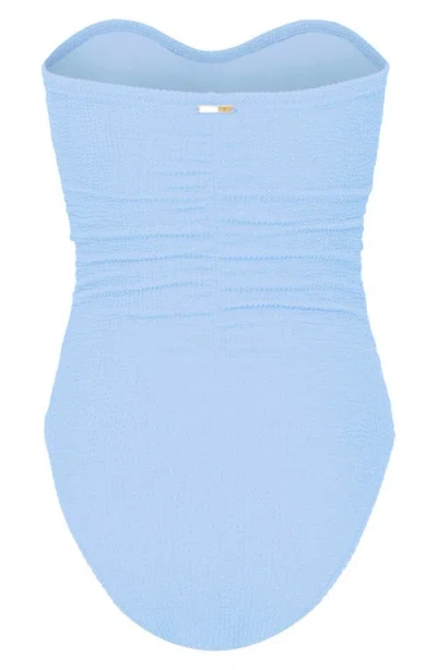 Milly Textured Ruched One-piece Swimsuit In Blue