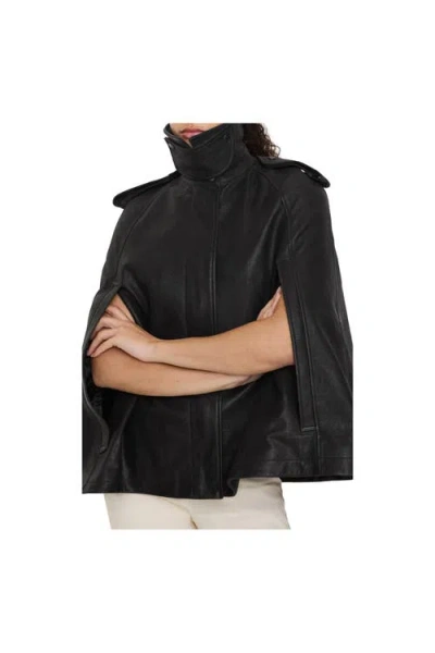 Burberry Leather Cape In Black