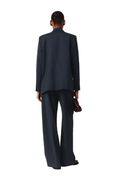 Maje Vissila Striped Belted Jacket In Blue