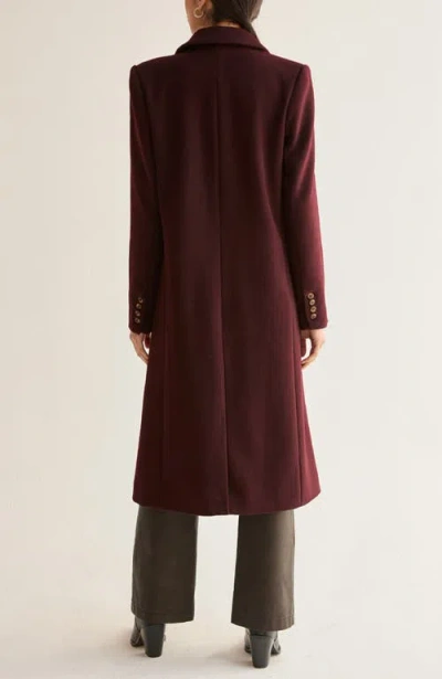 Crescent Brushed Wool Blend Coat In Burgundy