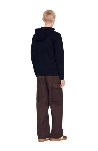 Sandro Zip Front Logo Patch Hoodie In Black
