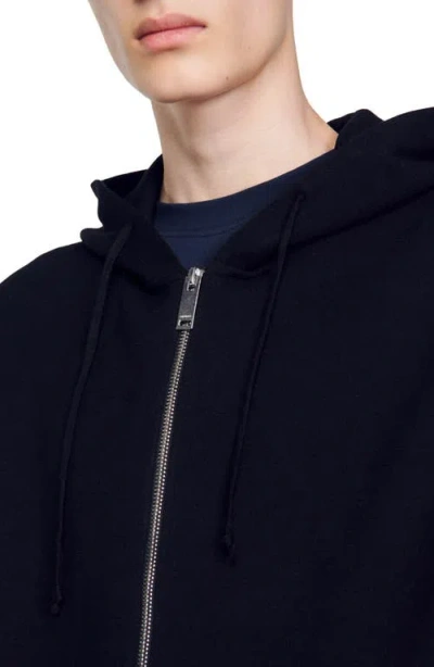 Sandro Zip Front Logo Patch Hoodie In Black