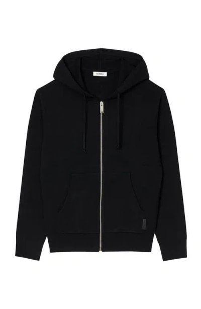 Sandro Zip Front Logo Patch Hoodie In Black